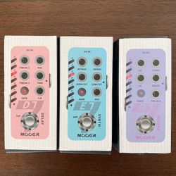 Assorted Mooer Reverb, Delay, Synth Pedals