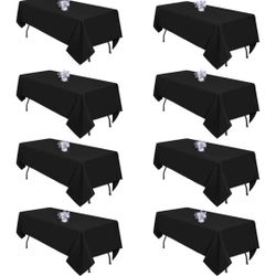 8 Pack Black Tablecloths 60x126 Inch Table