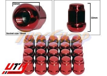 20 HONDA ACURA BALL RADIUS SEAT STOCK OEM WHEELS LUG NUTS 12X1.5 19MM HEX RED