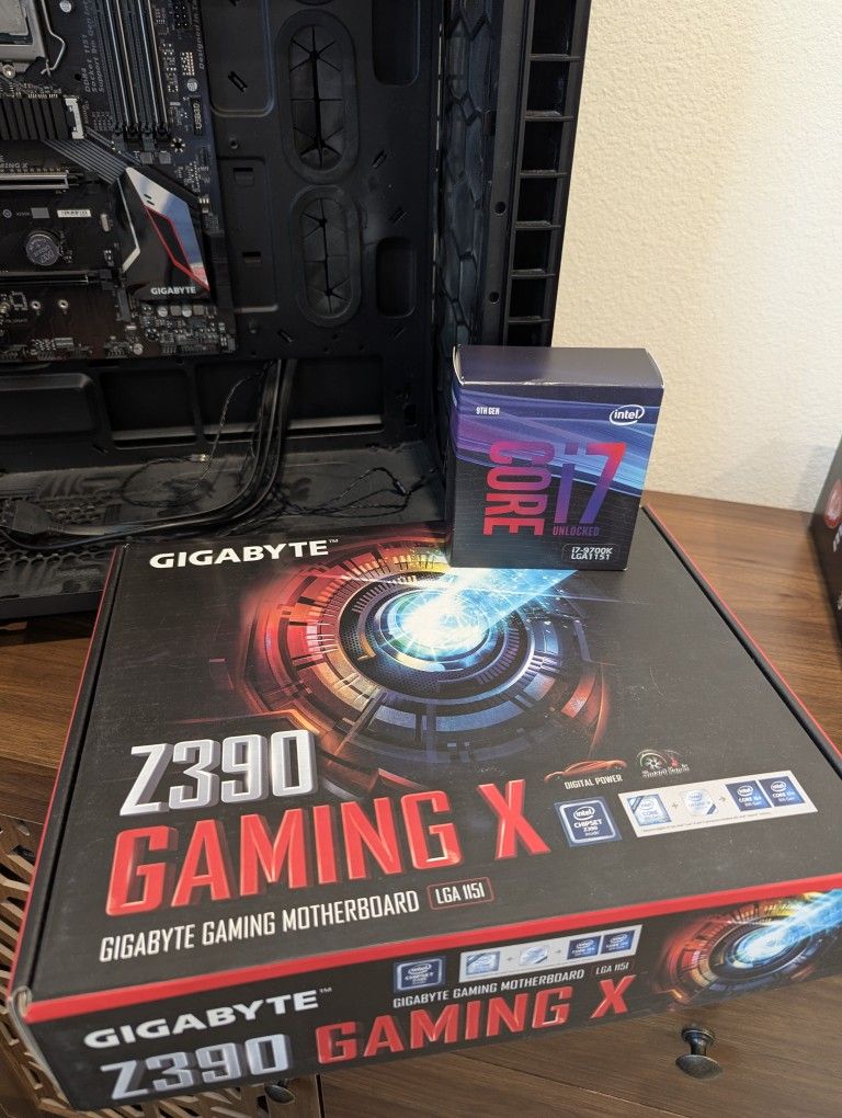 CPU+MOBO+CASE (PARTIAL PC BUILD) Intel i7-9700K, GIGABYTE Z390 GAMING X, CORSAIR CARBIDE 400C