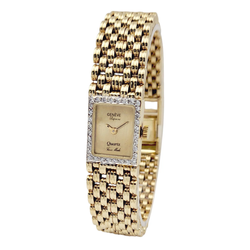 Ladies Geneve Vintage 14K Yellow Gold Watch with Gold Dial and Diamond Bezel. (Pre-Owned)