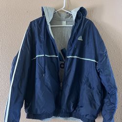 Vintage Reversible, Adidas Hooded Windbreaker Jacket 