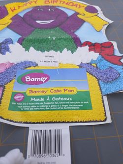 VTG 1998 Wilton Barney Happy Birthday Banner Aluminum Cake Pan 2105-3450 Insert