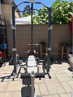 Marcy Pro Deluxe Cage System With Weight Lifting Bench | PM-5108