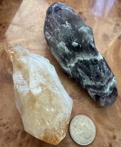 amethyst and citrine points