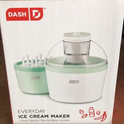  DASH Everyday Ice Cream Maker for Gelato, Sorbet, Frozen Yogurt  + Ice Pops, with Mixing Bowl & Ice Pop Molds + Recipe Book, 1 Quart - Aqua:  Home & Kitchen