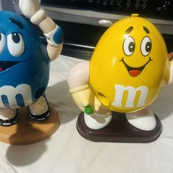 Vintage 1992 M&M Collectible Candy Dispensers10 Inches Tall Great Shape 
