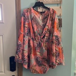 Plus Size Pink Long Sleeve Top