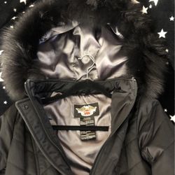 RARE Harley Davidson ladies fur trim jacket XS