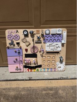 Extra Large Handmade Montessori Busy Board – Pink & Purple
