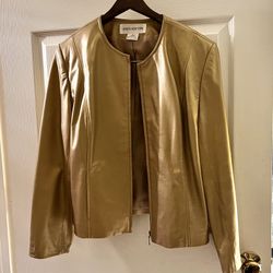 Ladies Gold Leather Jacket 