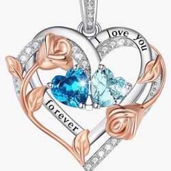 URMWMOO Valentines day Gifts 925 Sterling Silver Rose Heart I Love You Forever Pendant Necklaces Jewelry Birthday Christmas Anniversary Gifts for Wome