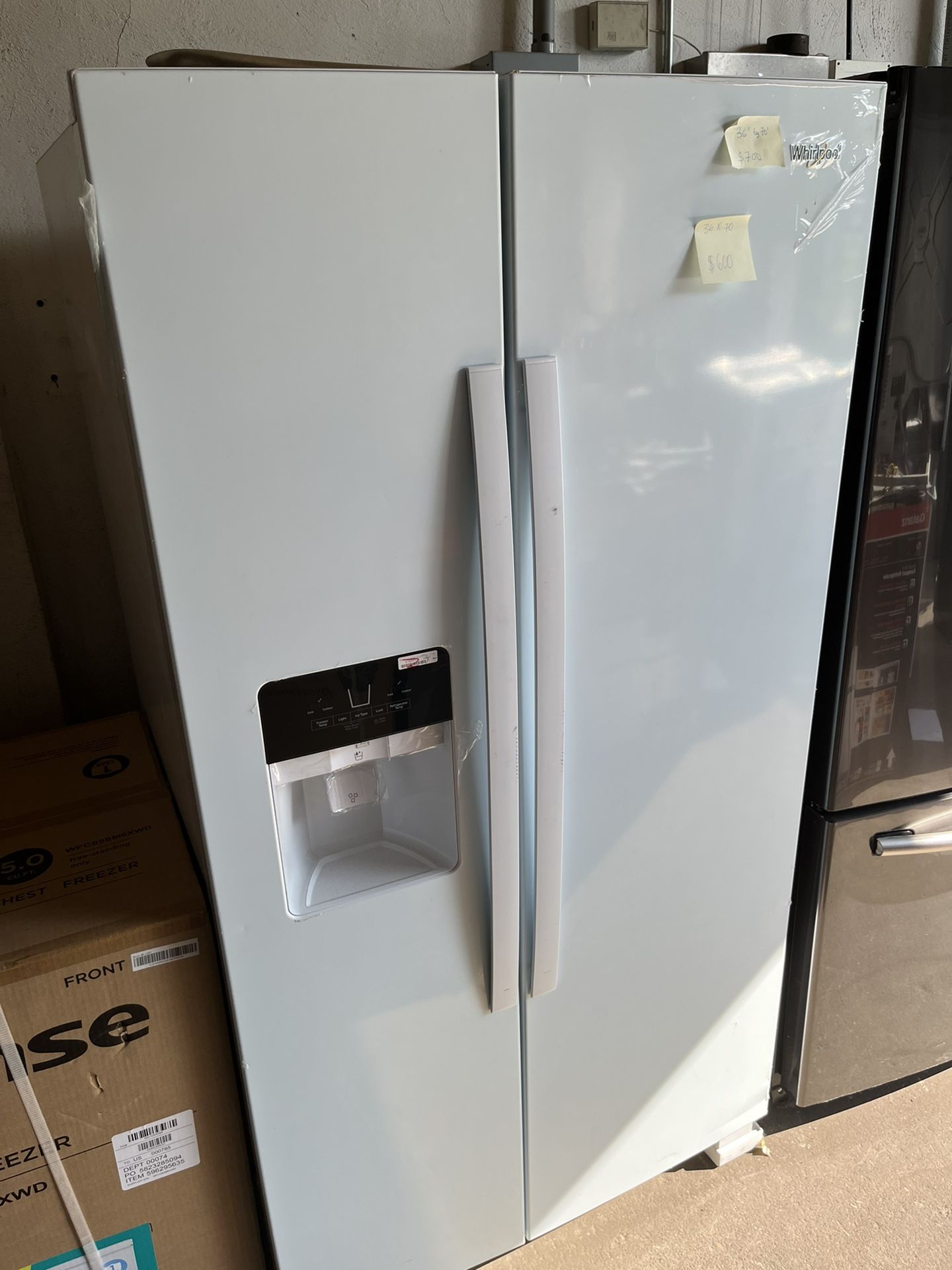 Whirlpool double door refrigerator 36 x 70