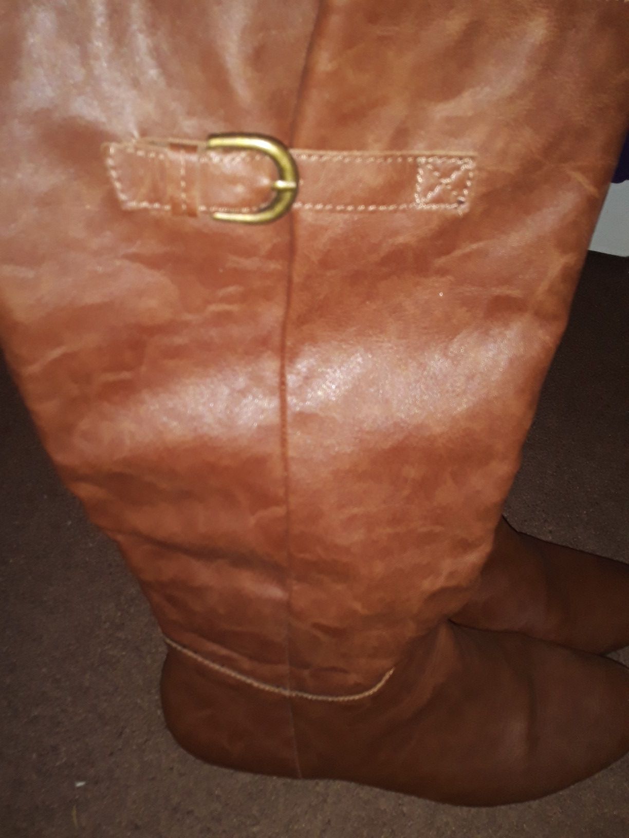 Brown Real Leather Women Boots Size 10