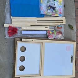 Kids Easel Wooden Magnetic Chalkboard & Whiteboard with Paper Roll
