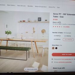 Seno 71" Extendable Oak Dining Table 