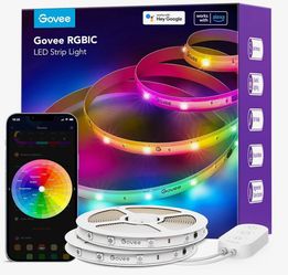 Govee 65.6ft RGBIC LED Strip Lights, Work with Alexa and Google Assistant LED Lights for Bedroom, WiFi App Control Segmented DIY Multiple Colors, Colo