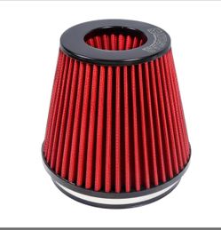Universal 6" 152mm High-Flow Air Filter, Reusable Cone Cold Air Intake, High Performance, Washable, Clamp-On Car High Flow Air Kit, Flange Diameter: 6