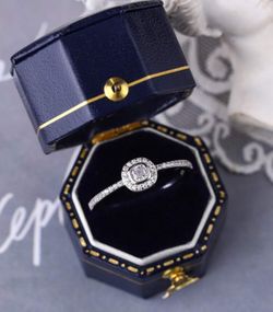 S925 silver sterling ring geometric micro inlaid size 6