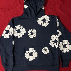 Denim Tears White On Navy Blue Hoodie Size L & M