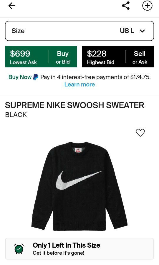 Supreme X Nike Swoosh Sweater 
