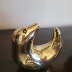 Vintage brass seal decor figurine