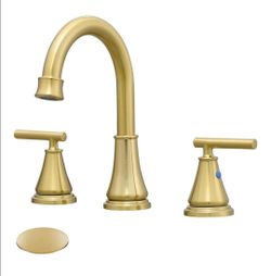 (Brand New in Box)
Fransiton Widespread Bathroom Sink Faucet 3 Hole, Brushed Gold Bathroom Faucet with Metal Pop-Up Drain, 2 Handle for 6-16" /A7-PF-