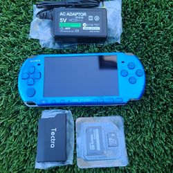 Blue PSP 3k - 64gb w/Games, Battery & Charger