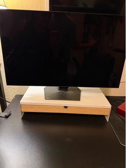 ELLOVEN Monitor stand with drawer, white
