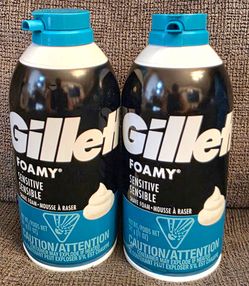 (2) Gillette Foamy Sensitive Shave Foam For Men, Sensitive Skin, 11 oz