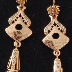 18kt. Gold Plated Cz Unique Earrings