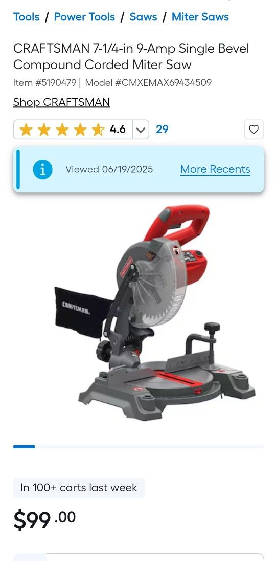 craftsman compound miter saw 9 amp