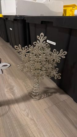 Silver Glitter Snowflake Christmas Tree Topper