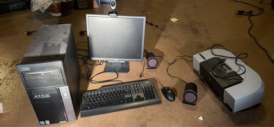 IBM Desktop Computer Setup with Monitor and Peripherals