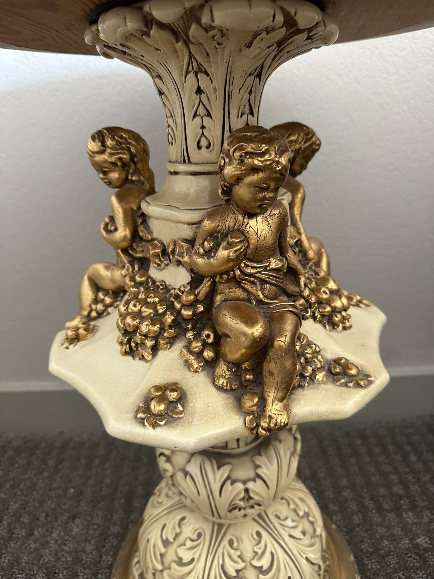 Antique Vintage Cherub Marble Table