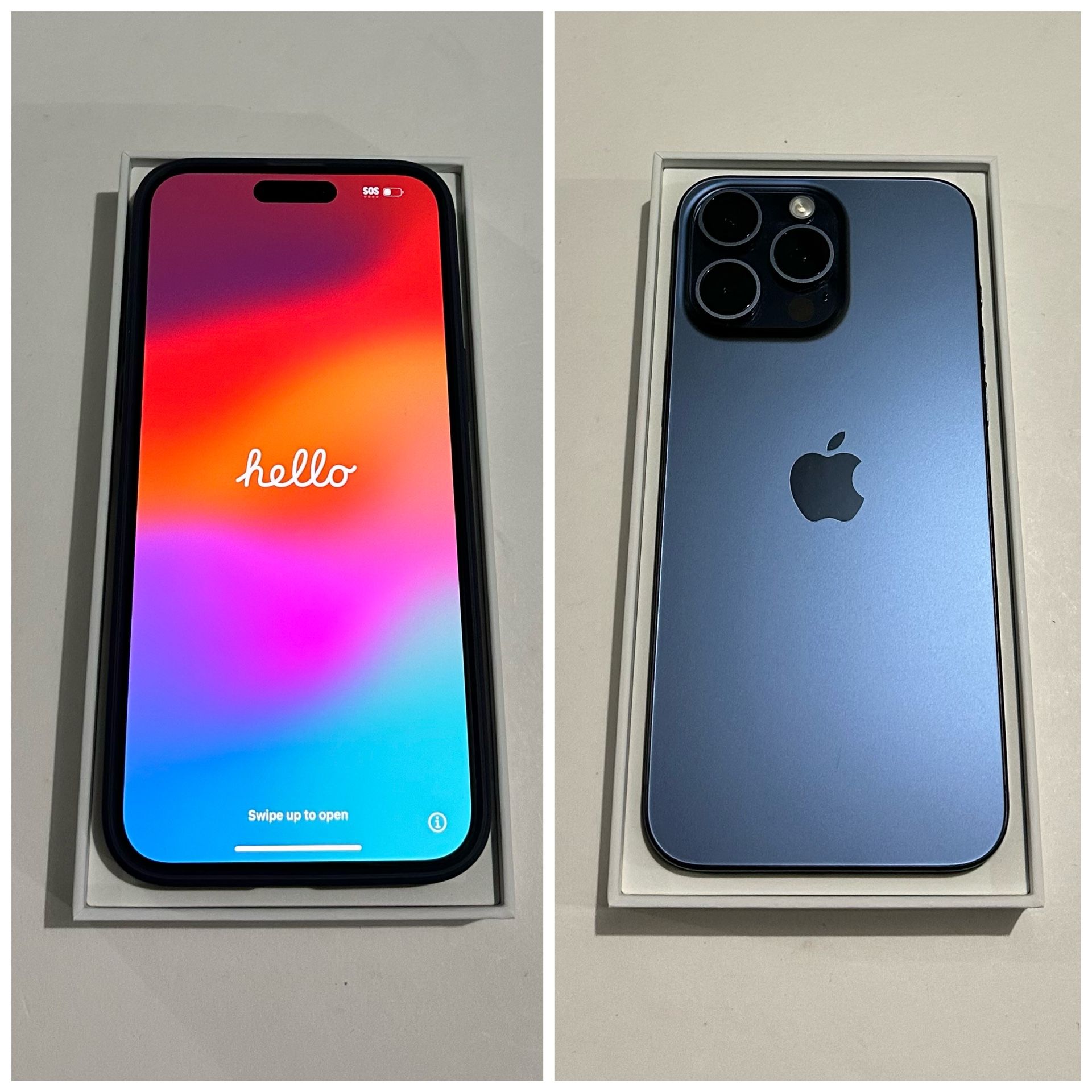 2 month old iPhone 15 Pro Max 256GB Blue Titanium Unlocked in great condition