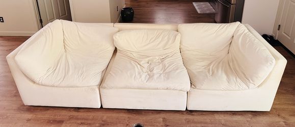 off-white performance velvet sofa + ottoman (from CB2)