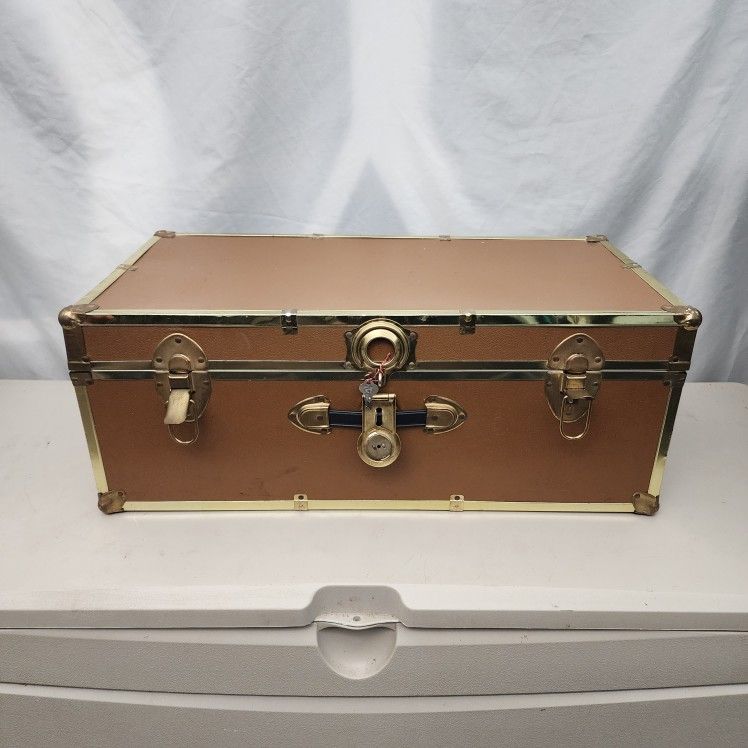 Vintage Trunk Chest with Lock and Key