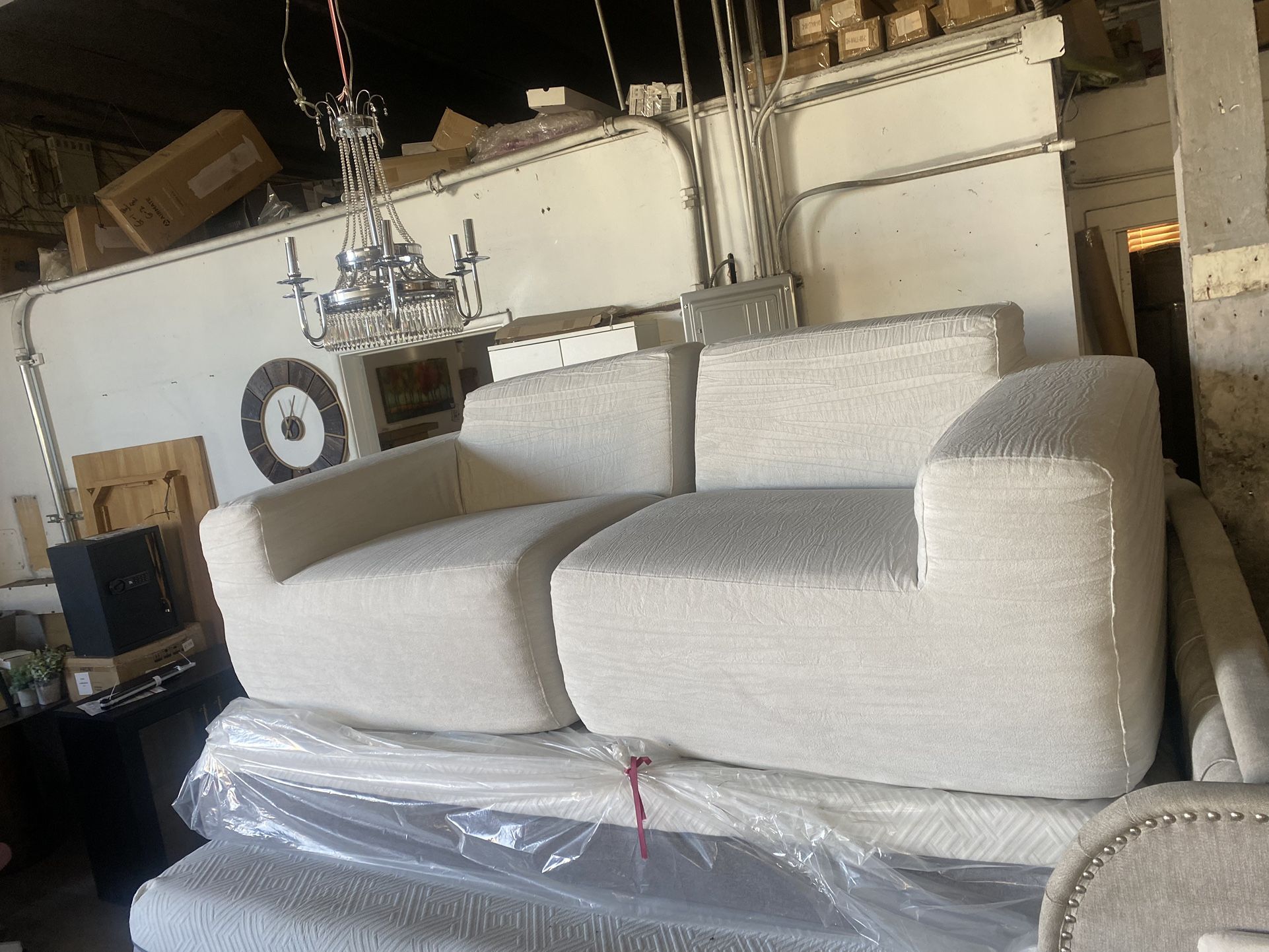 Modern Small Boneless Couch Convertible Modular Sectional Sofa , Memory Foam Cozy Modular Cloud Couch, No Assembly, light grey