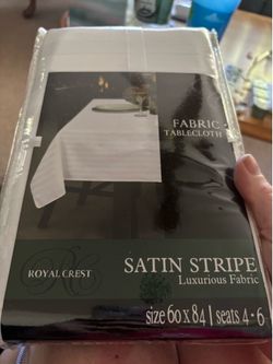 NWT Vintage Royal Crest satin stripe tablecloth