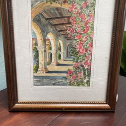 Vintage San Juan Capistrano Mission Painting 12x9 Frame