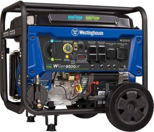 Westinghouse WGen9500DF Dual Fuel Portable Generator 9500 Rated 12500 Peak Watts Gas or Propane