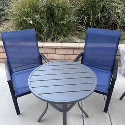 3-Piece Patio Bistro Set, Outdoor Chairs and Metal Round Table