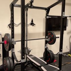 weight lifting rack with cable attachment 
