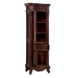 Antique Cherry Wood Freestanding Linen Cabinet Avanity Provence 19.2-in x 72-in x 24-in