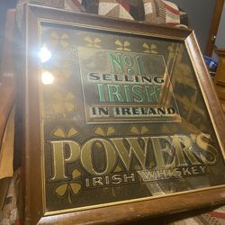 Vintage Powers Irish Whiskey Mirrored Pub Mirror - No.1 Selling Irish Whiskey!