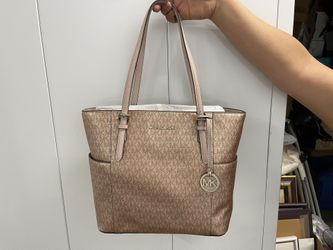 Genuine Michael Kors Rose Gold Metallic Signature Tote Bag