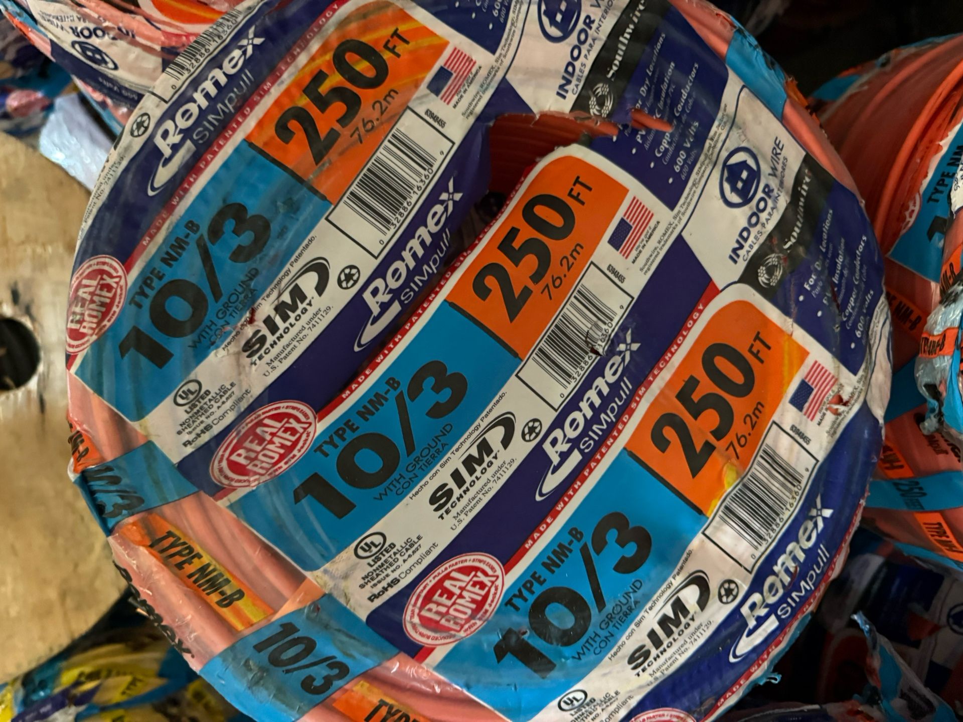 Romex Wire 10/3 250ft Copper Wire New Roll ( Available )