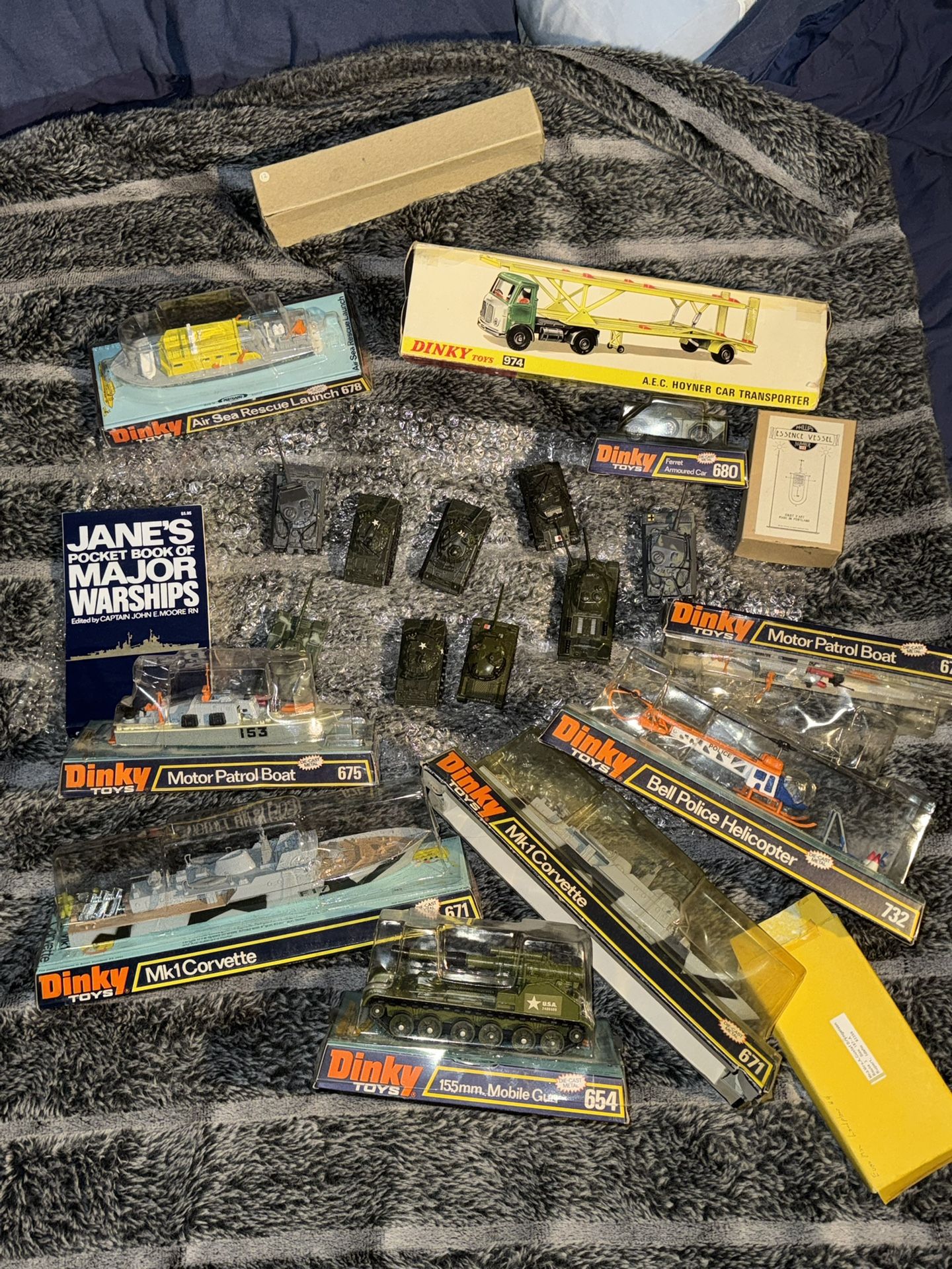 Vintage Dinky Toys Collection – Military, Boats, Helicopter, Transporter – Bundle Lot