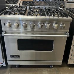 Viking 36”Wide Dual Fuel Range Stove In Stainless Steel 6Burners 